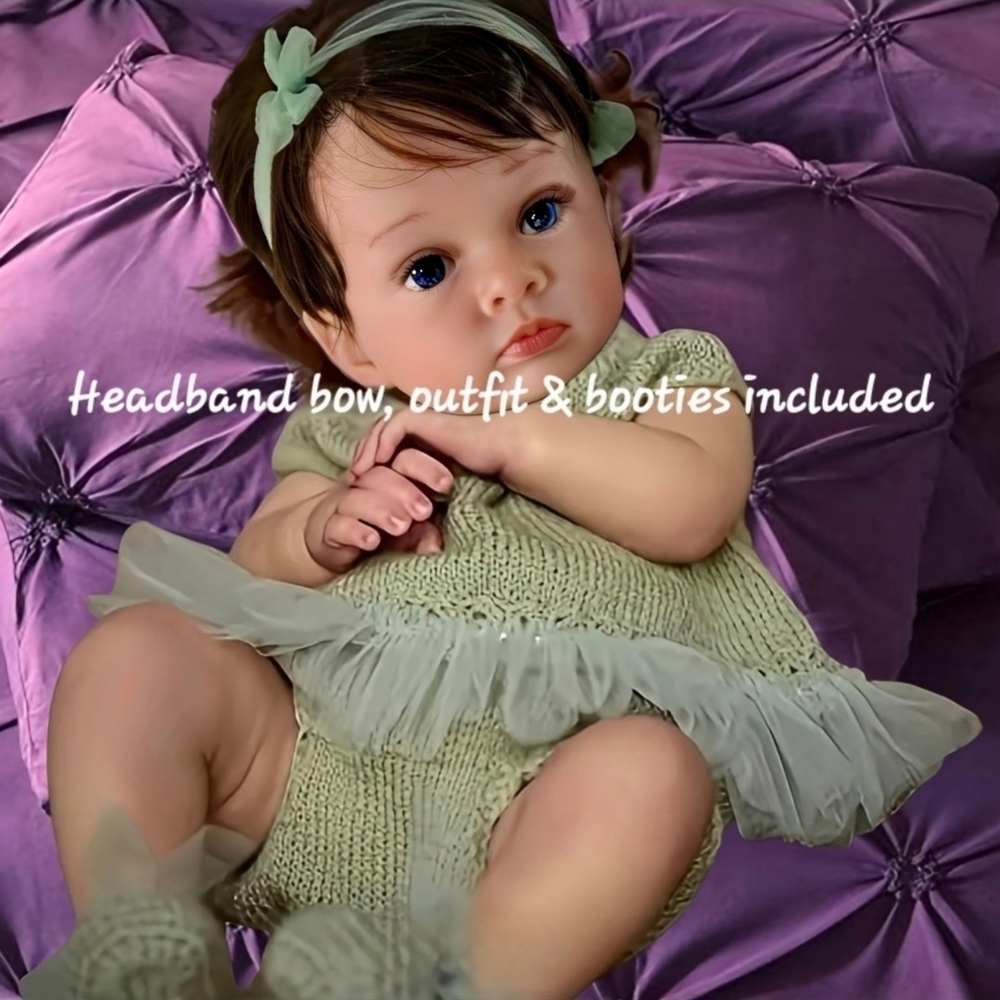 Lifelike 24" Reborn Doll Toddler Girl with Rooted Hair & Blue Eyes NWT